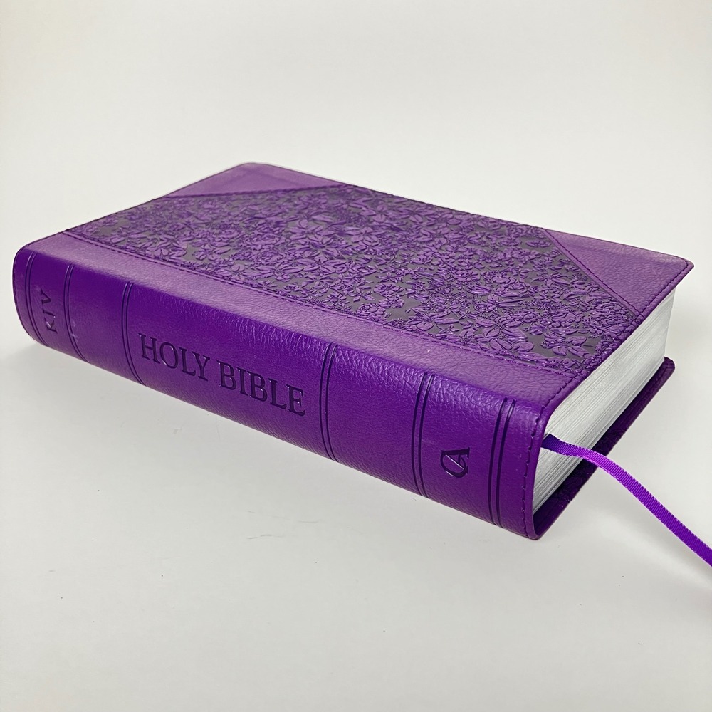 Christian Art Publishers KJV Holy Bible Giant Print Purple Floral LuxLeather